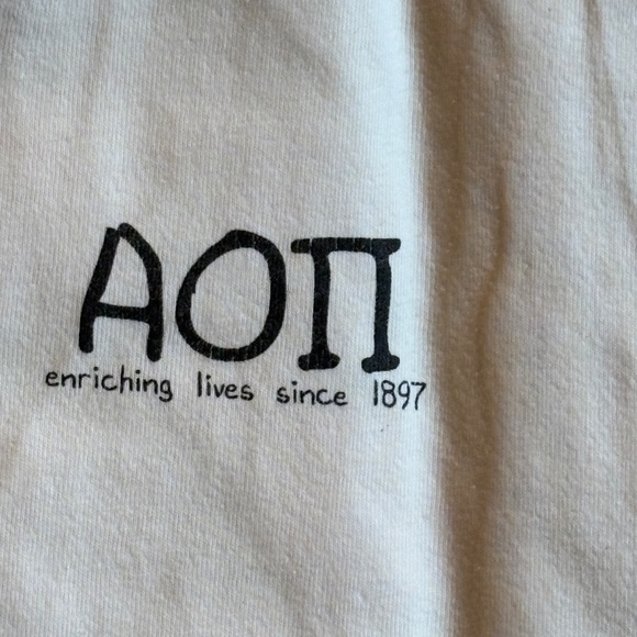 Alpha Omicron Pi Vintage Sisterhood T-Shirt with Misspelled Word - Picture 2 of 9